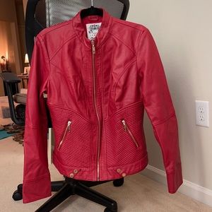 Red Faux Leather Jacket (only worn once!)